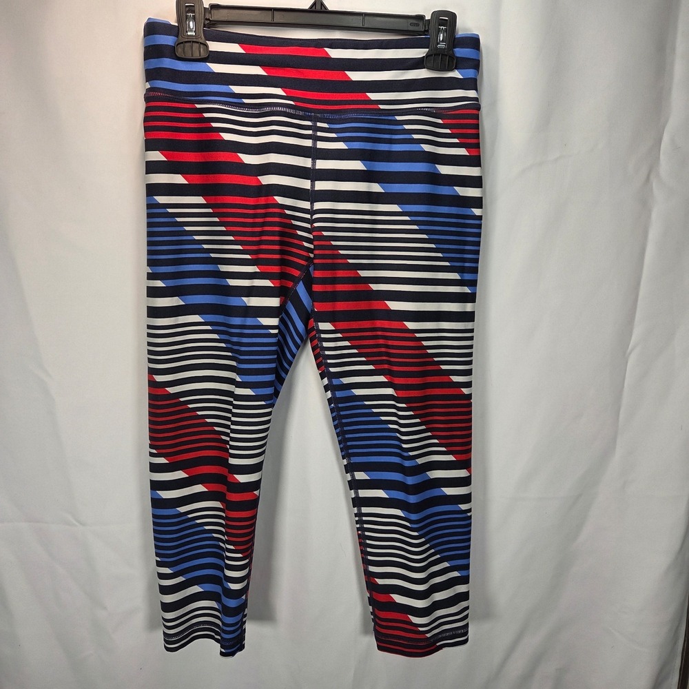 Tommy Hilfiger Sport Striped Active Leggings Crop Mid Rise Pants Medium